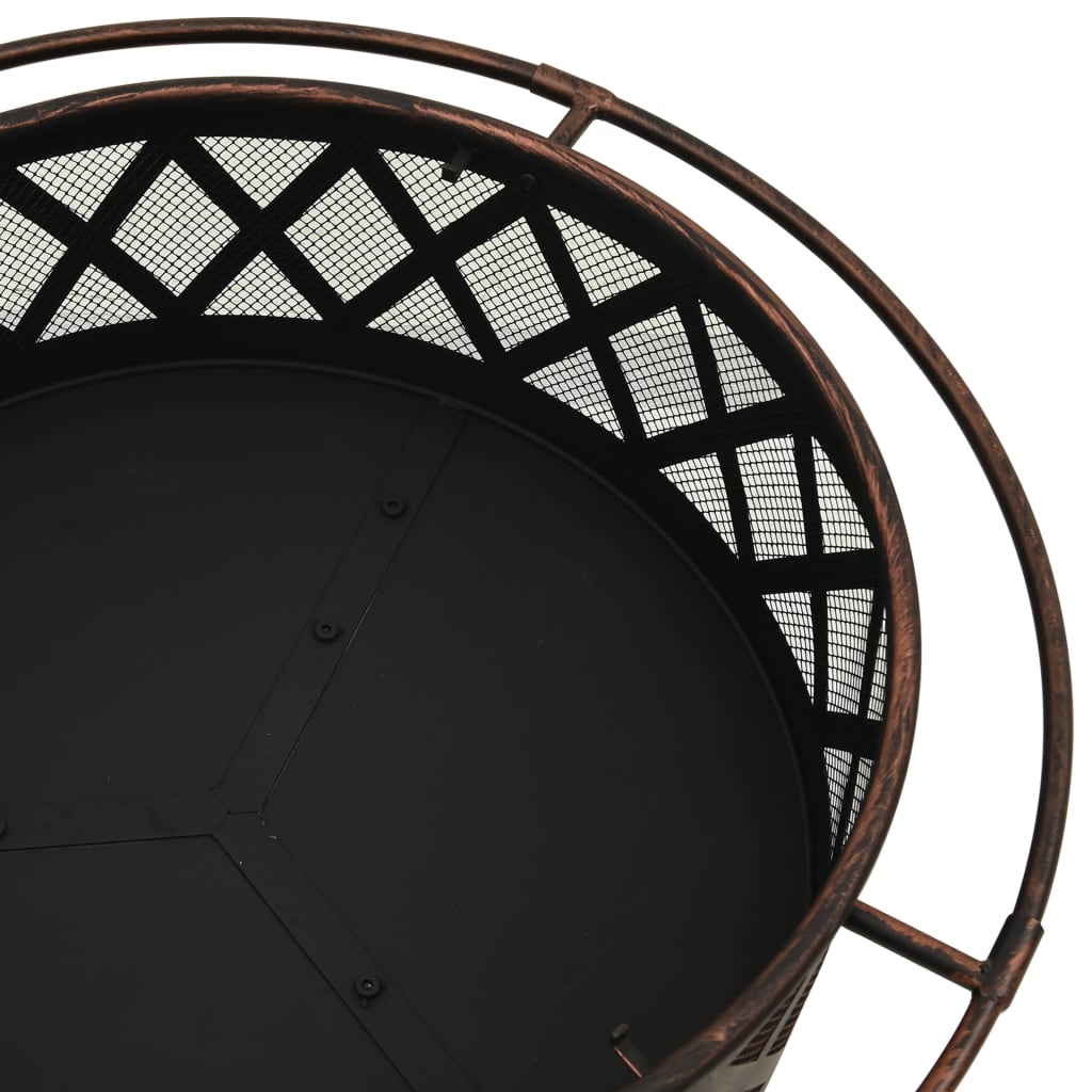 Rustic Fire Pit with Poker 76 cm XXL Steel