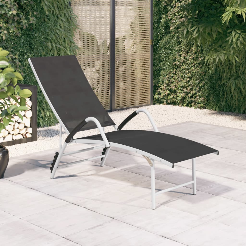 Sun Lounger Textilene and Aluminium Black