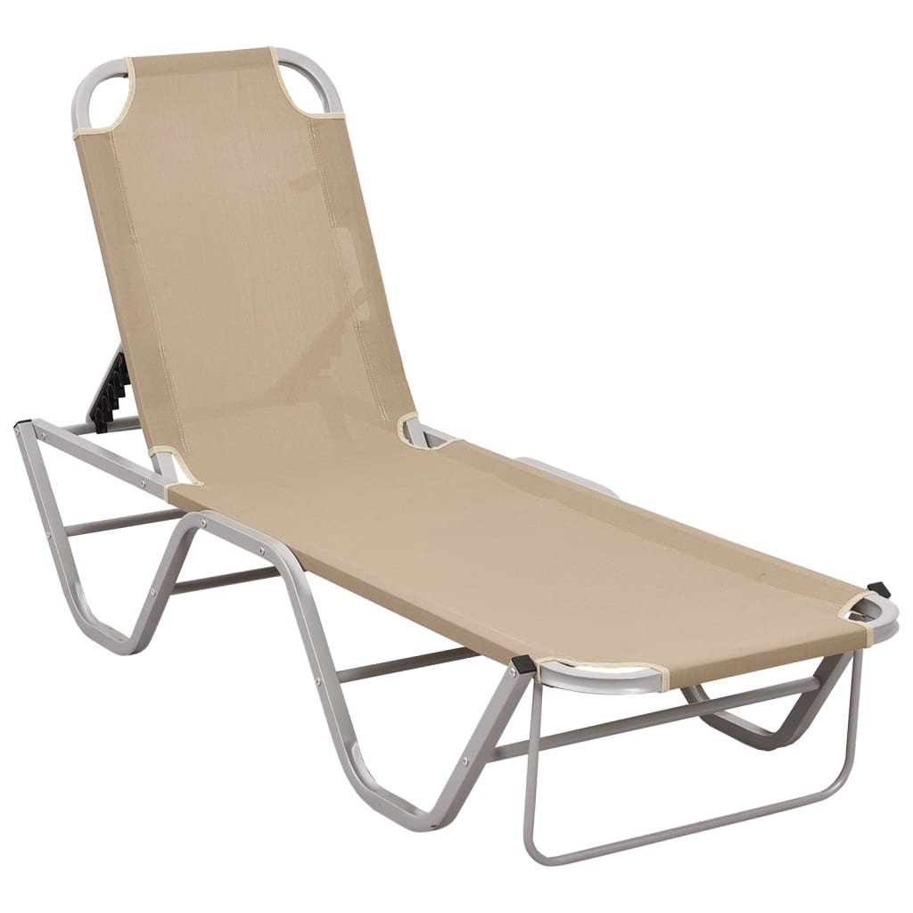 Sun Lounger Aluminium and Textilene Cream