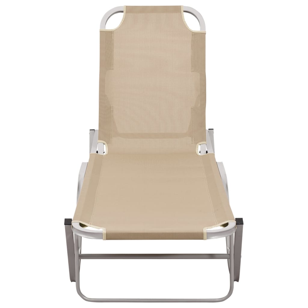 Sun Lounger Aluminium and Textilene Cream