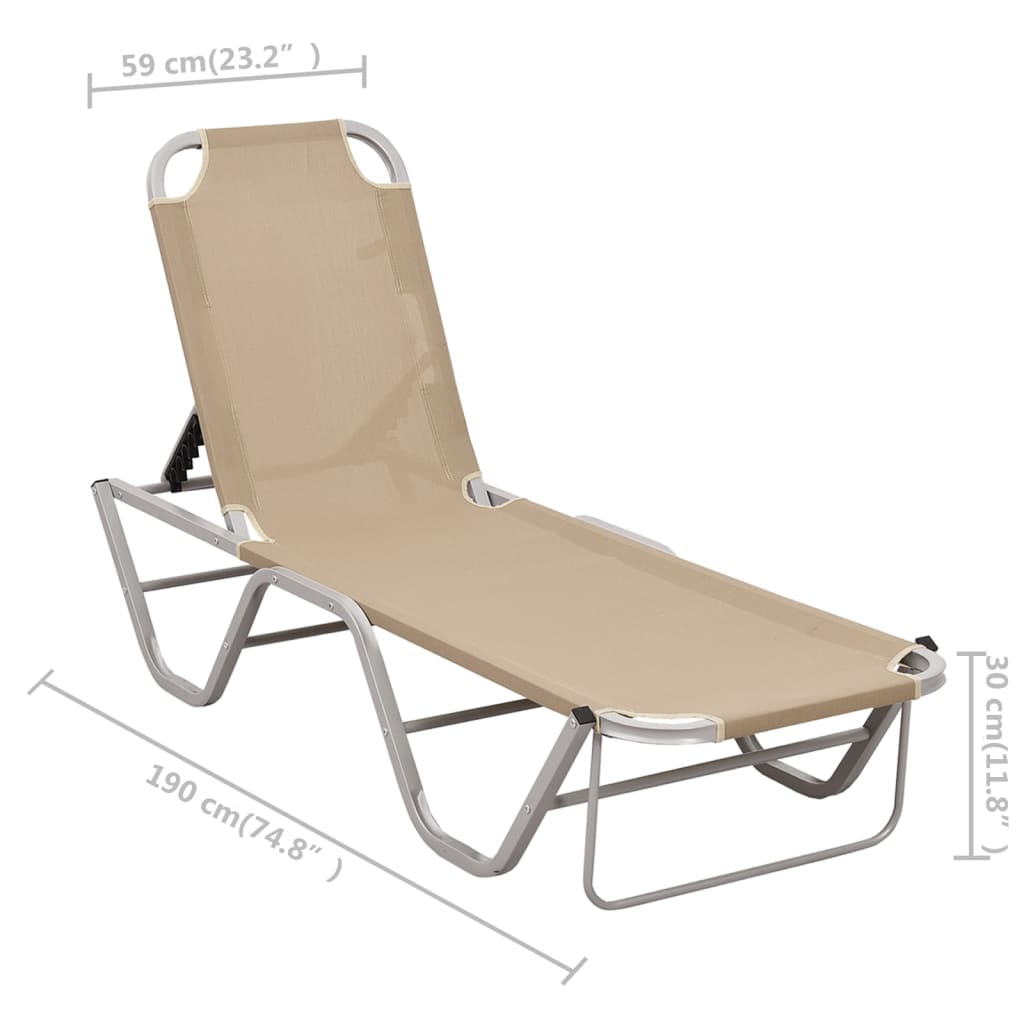 Sun Lounger Aluminium and Textilene Cream