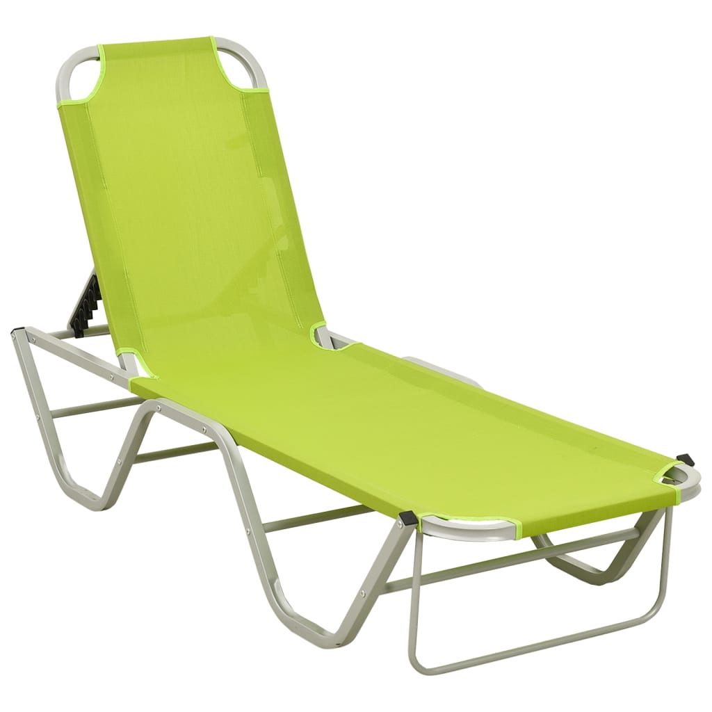 Sun Lounger Aluminium and Textilene Green