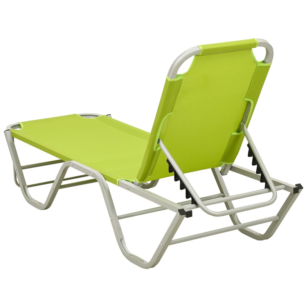 Sun Lounger Aluminium and Textilene Green