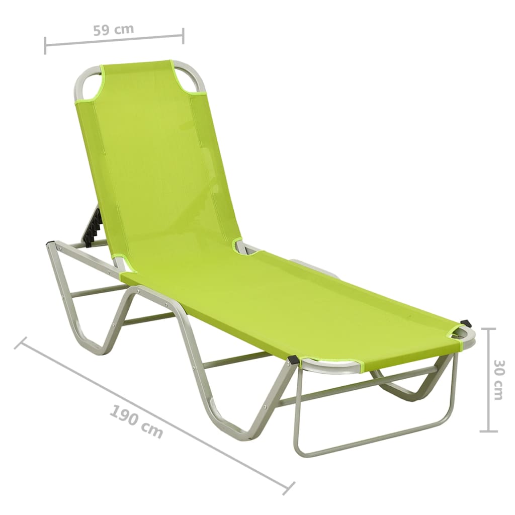 Sun Lounger Aluminium and Textilene Green