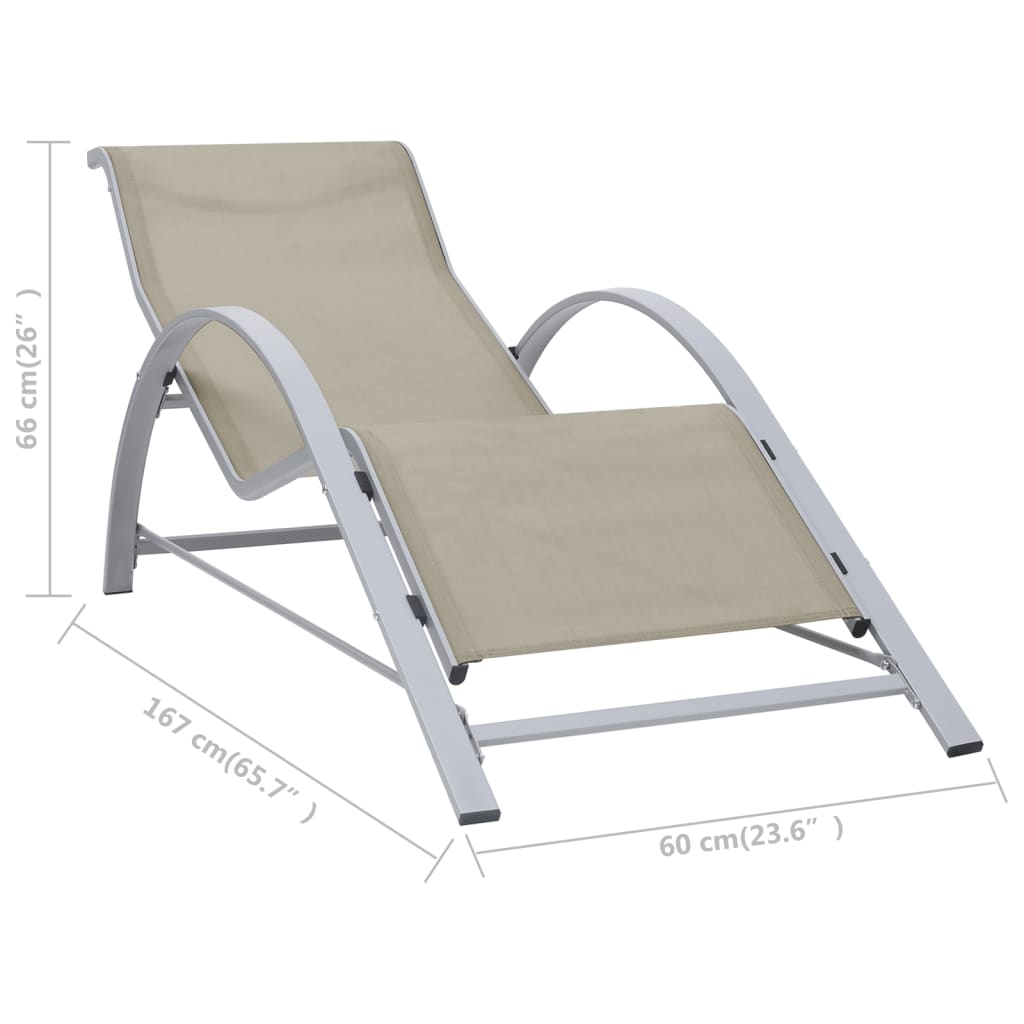 Sunlounger Textilene and Aluminium Cream