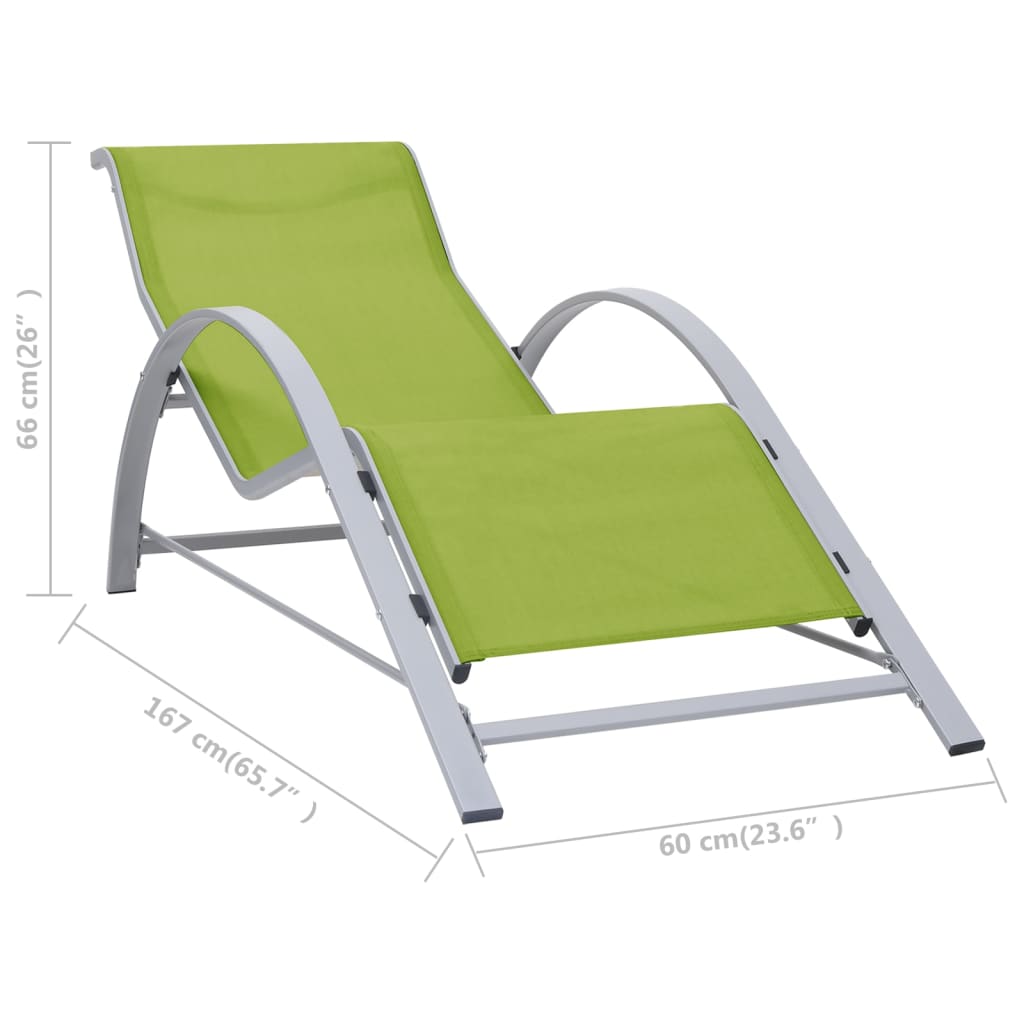 Sunlounger Textilene and Aluminium Green