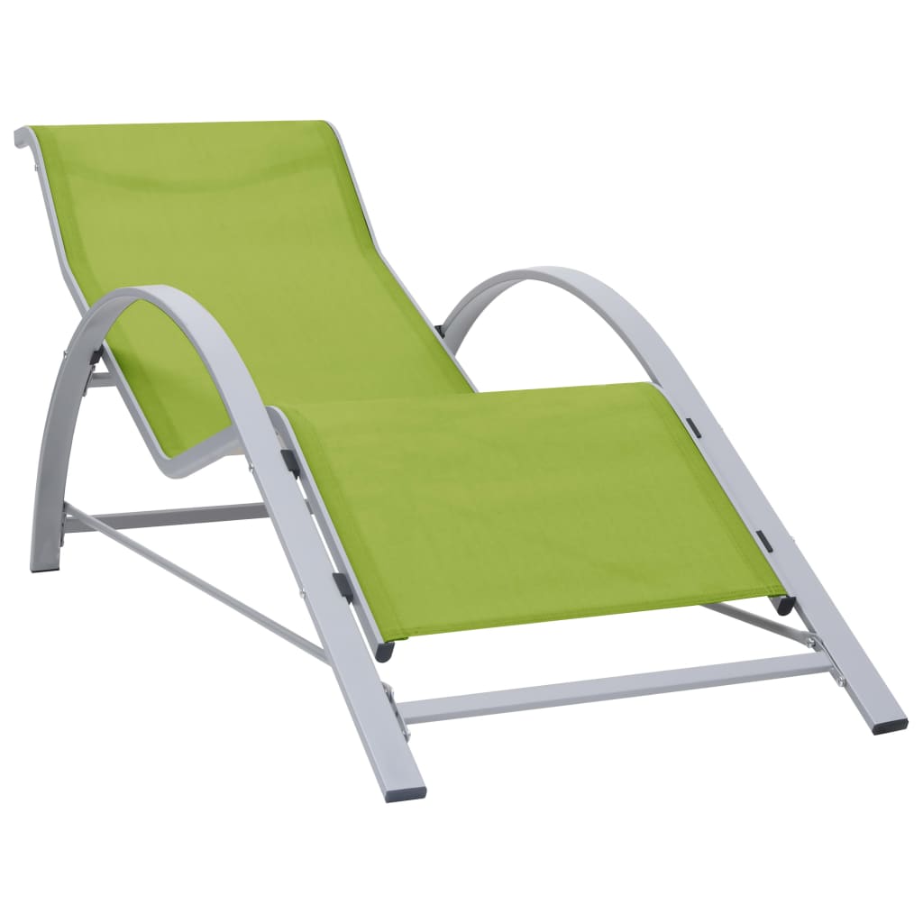 Sun Loungers 2 pcs with Table Aluminium Green