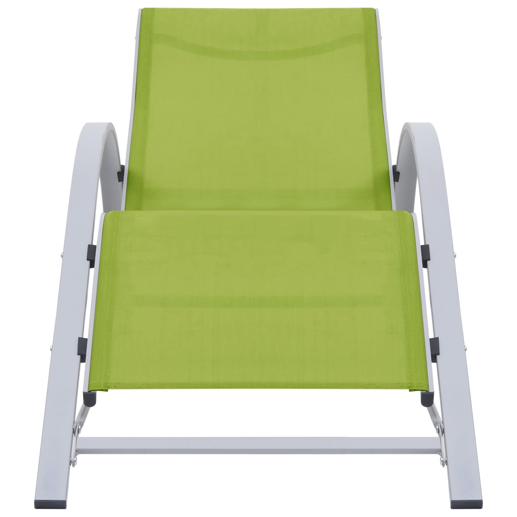 Sun Loungers 2 pcs with Table Aluminium Green