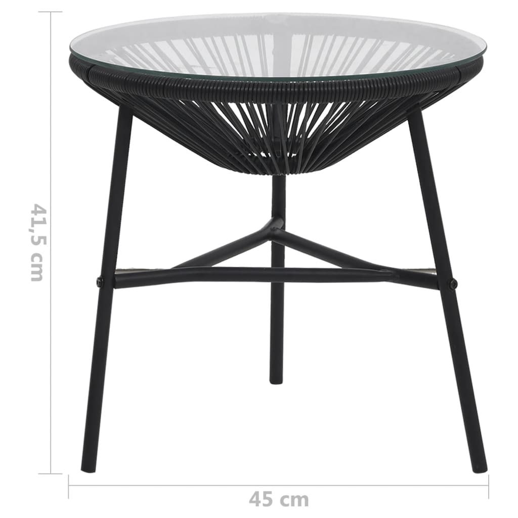 3 Piece Outdoor Dining Set PVC Rattan Black