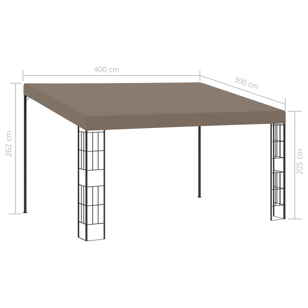 Wall-mounted Gazebo 4x3 m Taupe Fabric