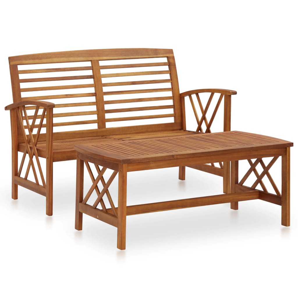 2 Piece Garden Lounge Set Solid Acacia Wood