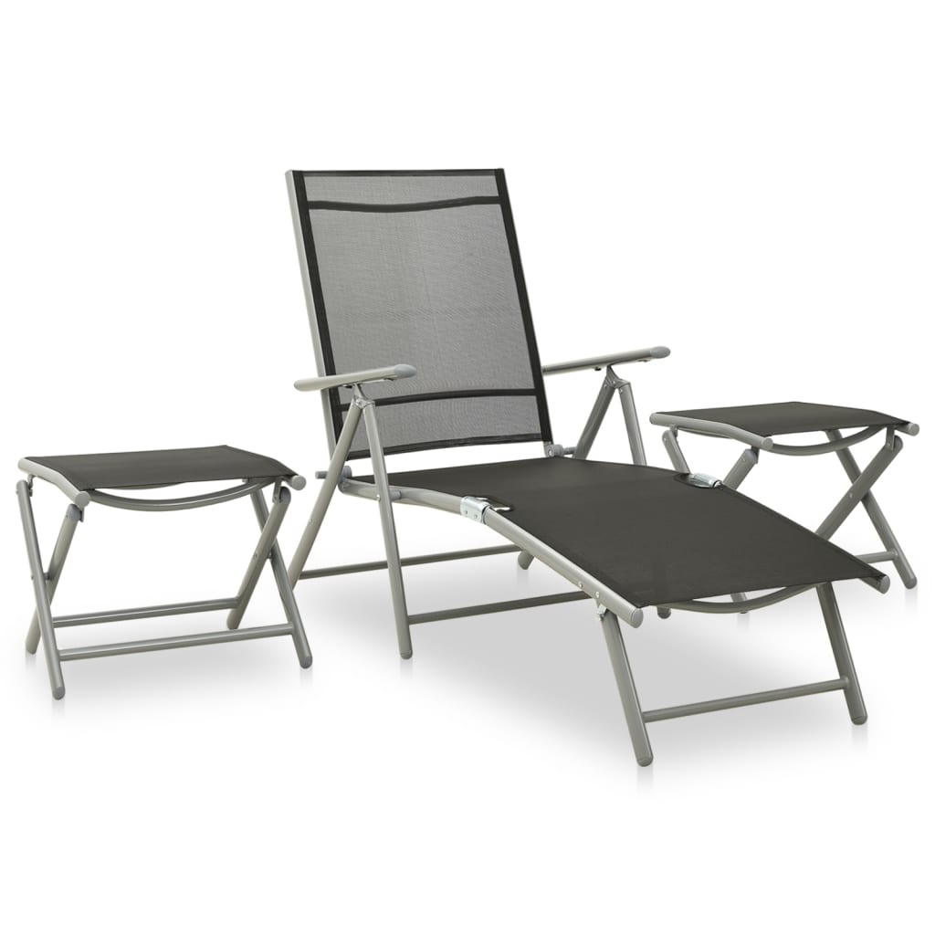 3 Piece Garden Lounge Set Textilene and Aluminium Silver