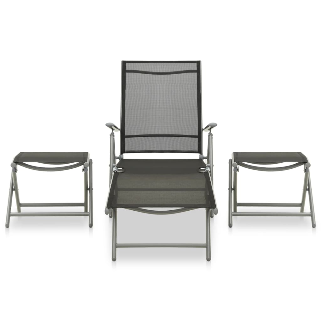 3 Piece Garden Lounge Set Textilene and Aluminium Silver