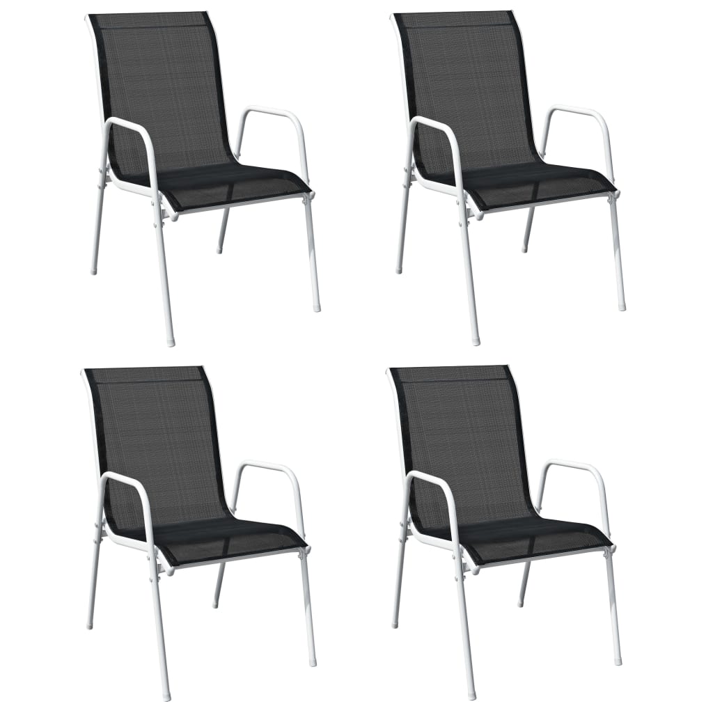 Stackable Garden Chairs 4 pcs Steel and Textilene Black