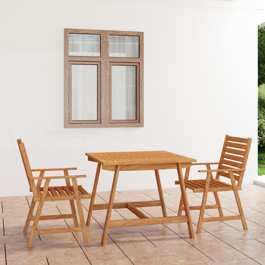 3 Piece Garden Dining Set Solid Acacia Wood