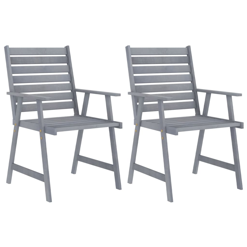 3 Piece Garden Dining Set Grey Solid Acacia Wood