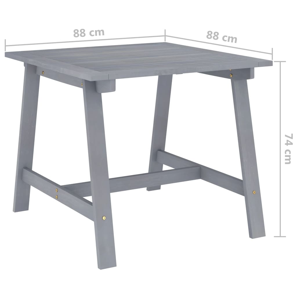 3 Piece Garden Dining Set Grey Solid Acacia Wood