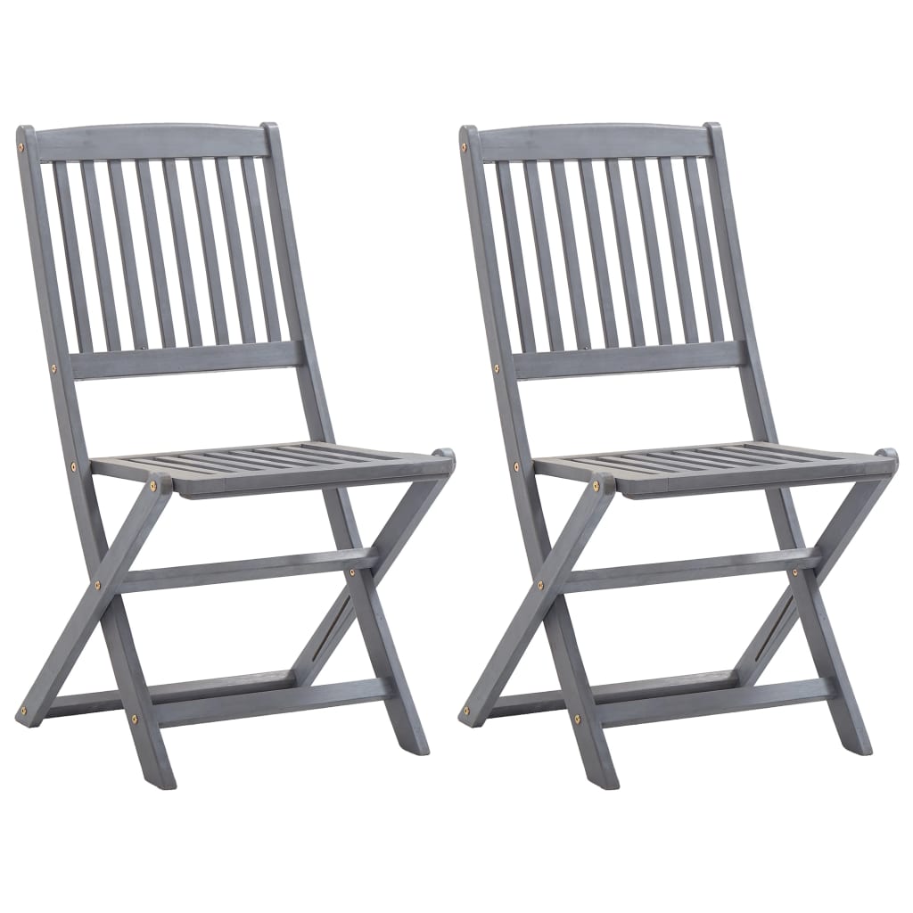 4 Piece Bistro Set Solid Acacia Wood Grey