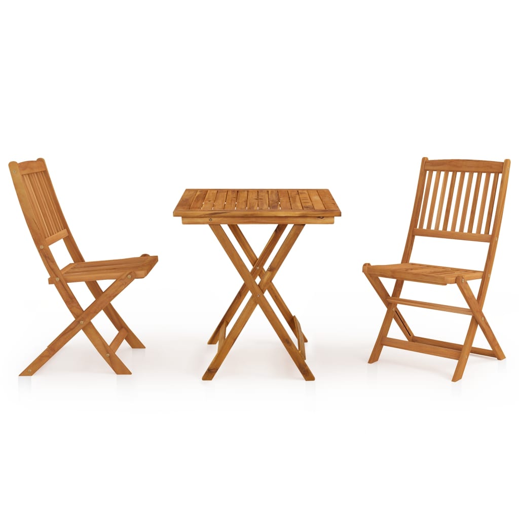 3 Piece Folding Garden Dining Set Solid Acacia Wood