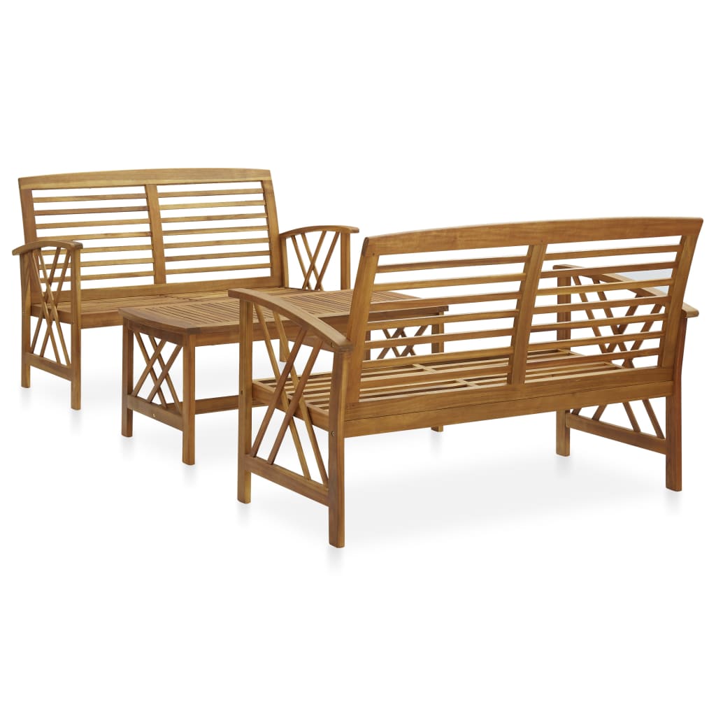 3 Piece Garden Lounge Set Solid Acacia Wood