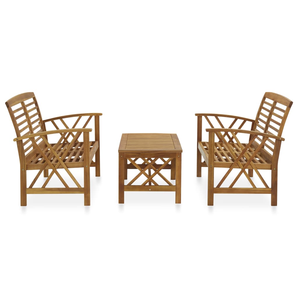 3 Piece Garden Lounge Set Solid Acacia Wood