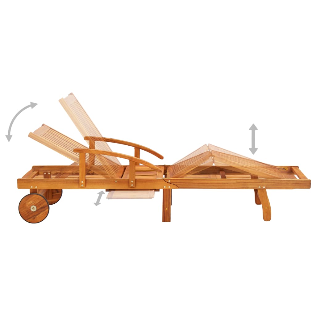 2 Piece Sunlounger Set with Table Solid Acacia Wood