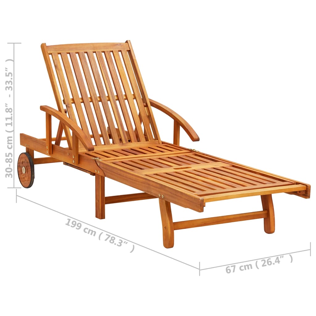 2 Piece Sunlounger Set with Table Solid Acacia Wood