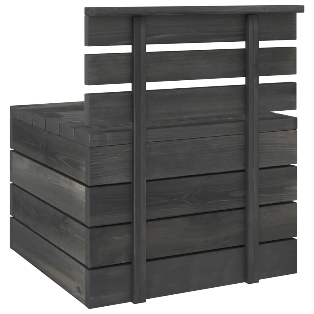 2 Piece Garden Pallet Lounge Set Solid Pinewood Dark Grey