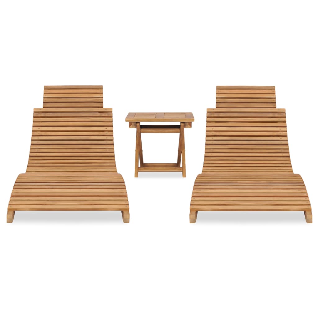 3 Piece Folding Garden Lounge Set Solid Teak Wood