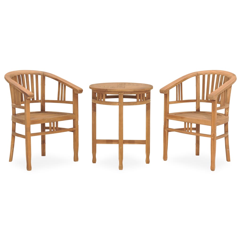 3 Piece Garden Dining Set Solid Teak Wood