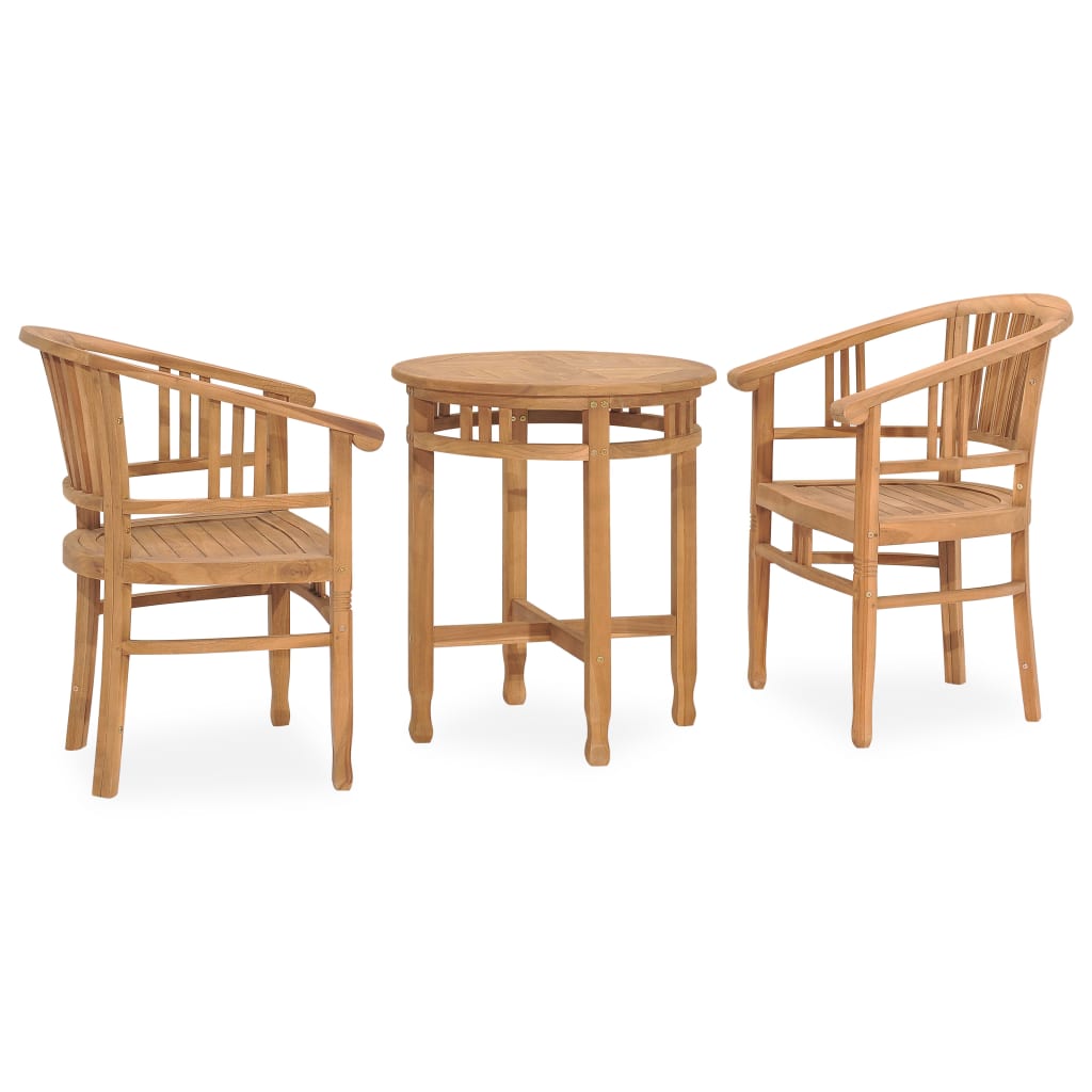 3 Piece Garden Dining Set Solid Teak Wood