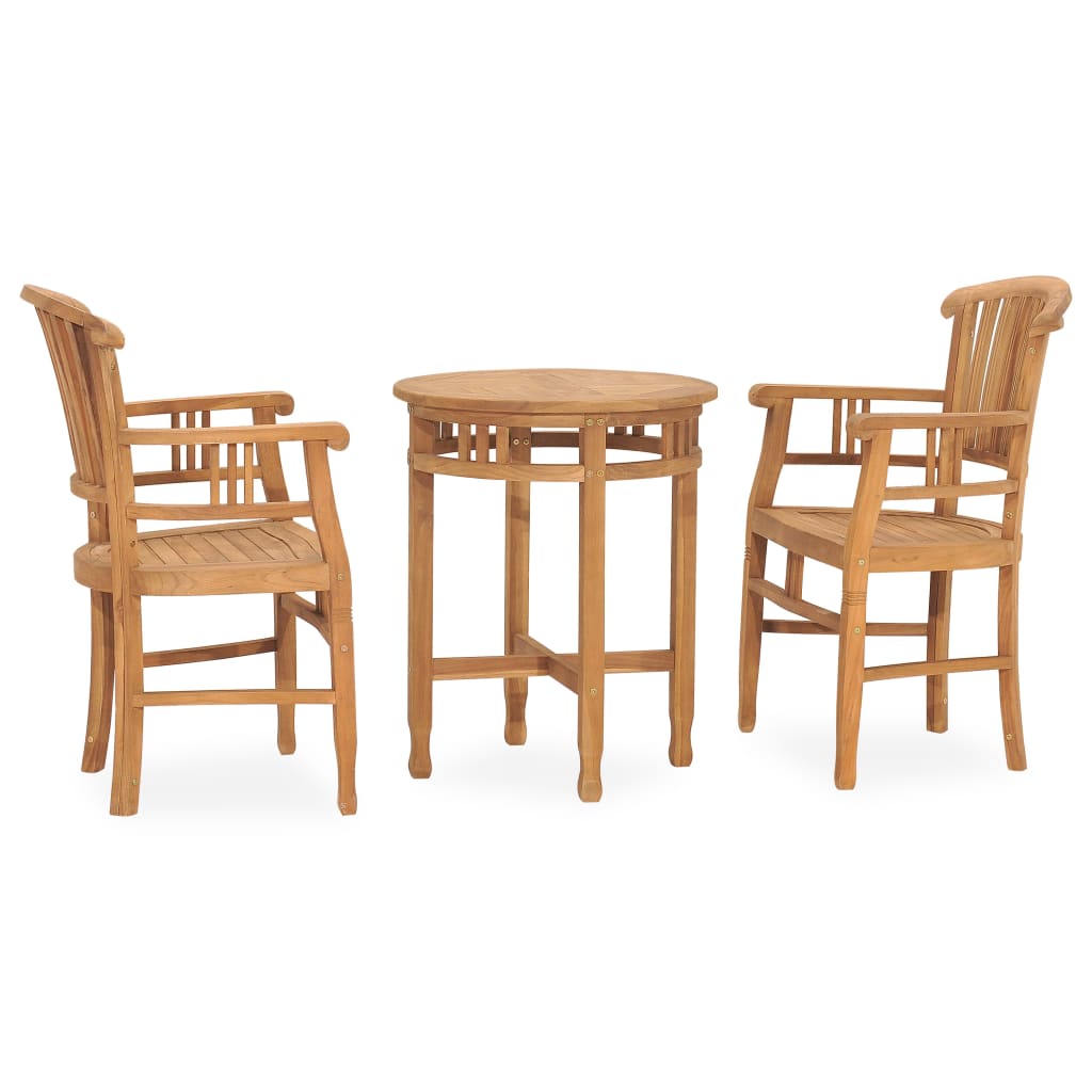 3 Piece Garden Dining Set Solid Teak Wood