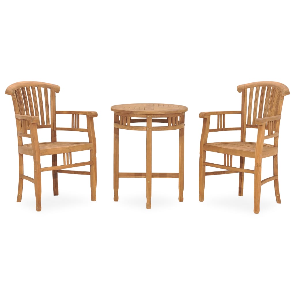 3 Piece Garden Dining Set Solid Teak Wood