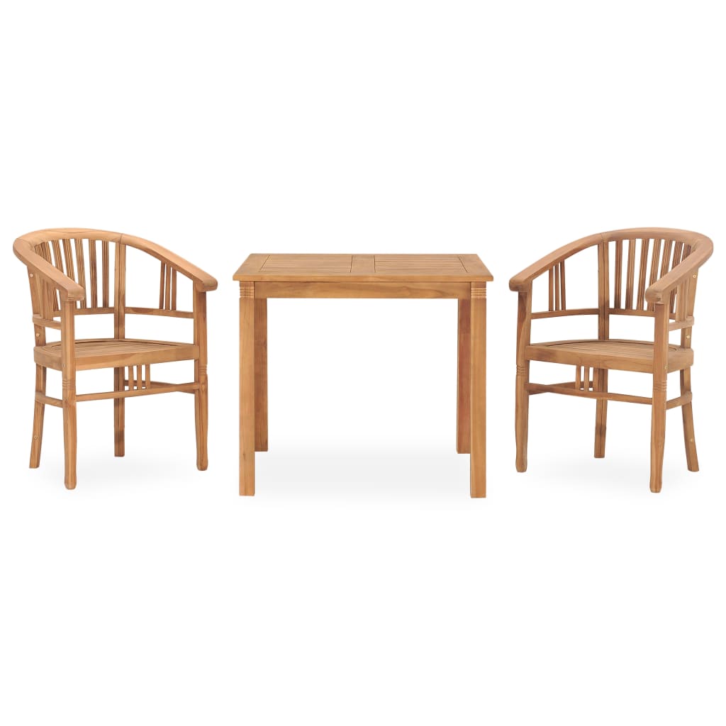 3 Piece Garden Dining Set Solid Teak Wood