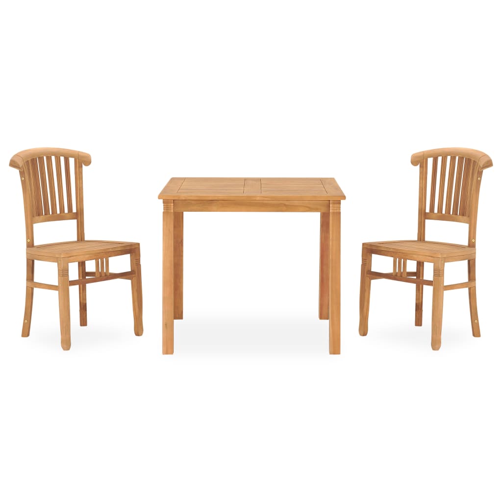 3 Piece Garden Dining Set Solid Teak Wood