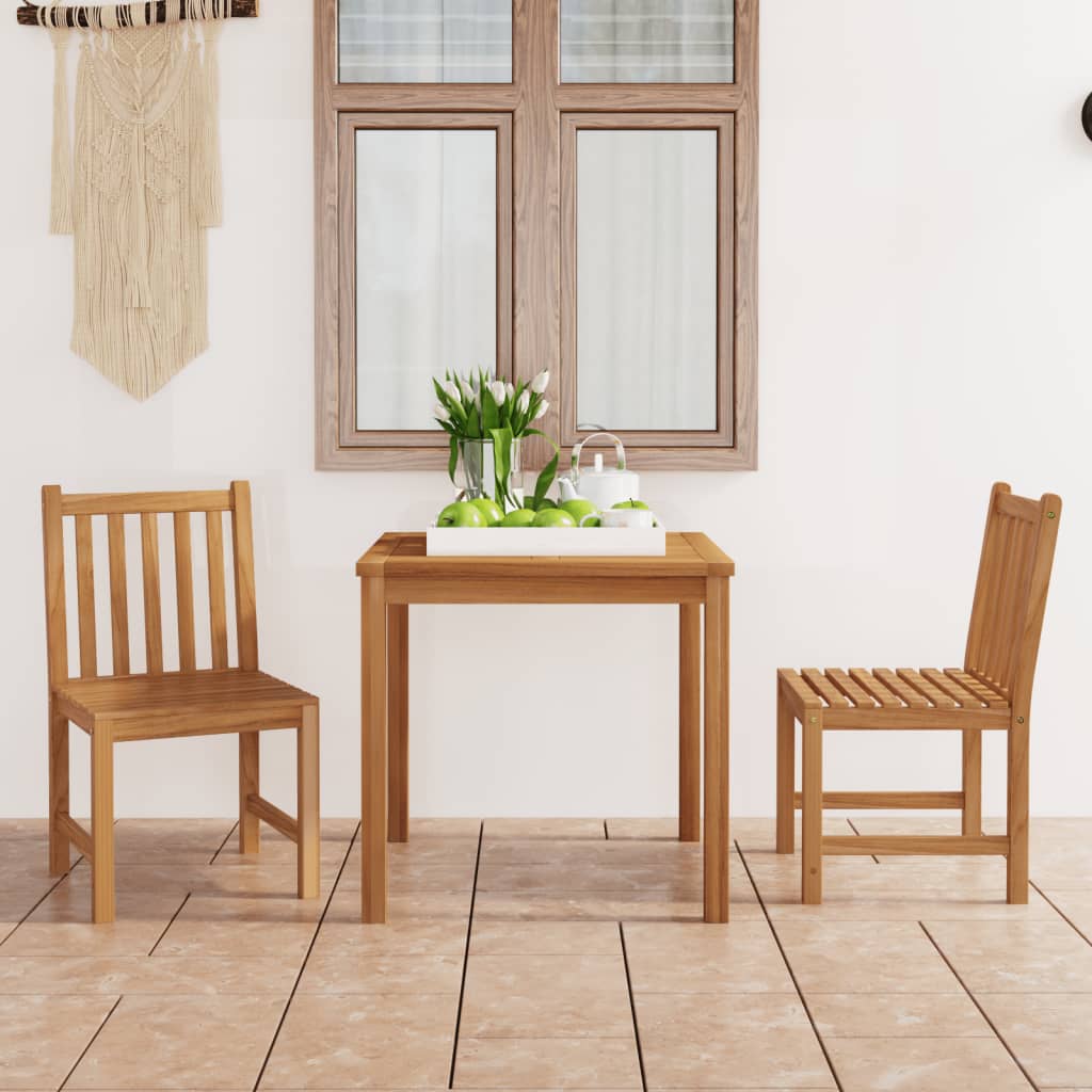 3 Piece Garden Dining Set Solid Teak Wood