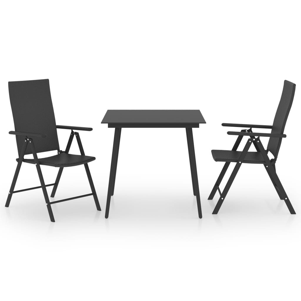 3 Piece Garden Dining Set Black