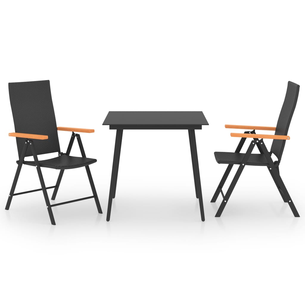 3 Piece Garden Dining Set Black and Brown