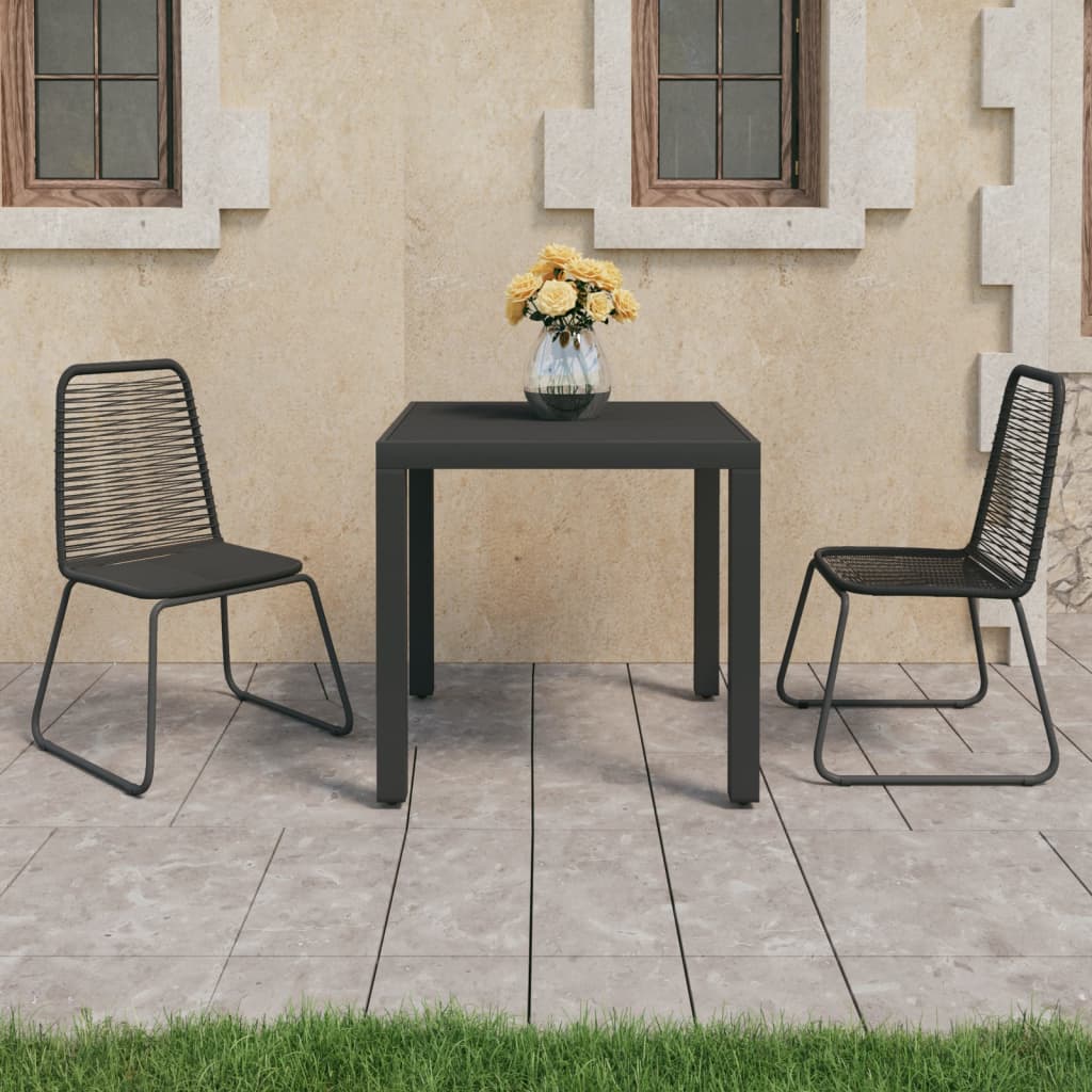 3 Piece Garden Dining Set PVC Rattan Black