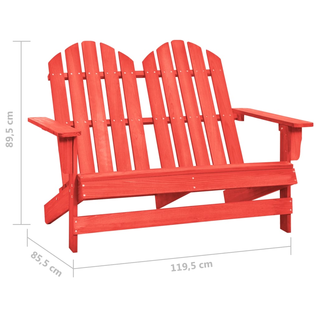 2-Seater Garden Adirondack Chair Solid Fir Wood Red