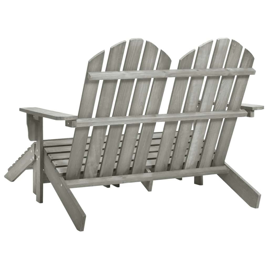 2-Seater Garden Adirondack Chair&Ottoman Fir Wood Grey