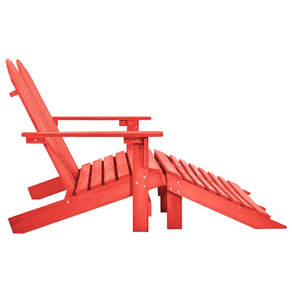 2-Seater Garden Adirondack Chair&Ottoman Fir Wood Red