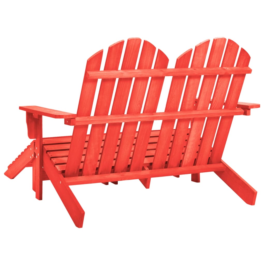 2-Seater Garden Adirondack Chair&Ottoman Fir Wood Red