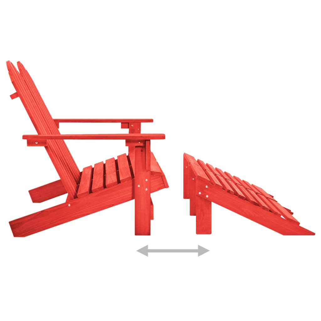 2-Seater Garden Adirondack Chair&Ottoman Fir Wood Red