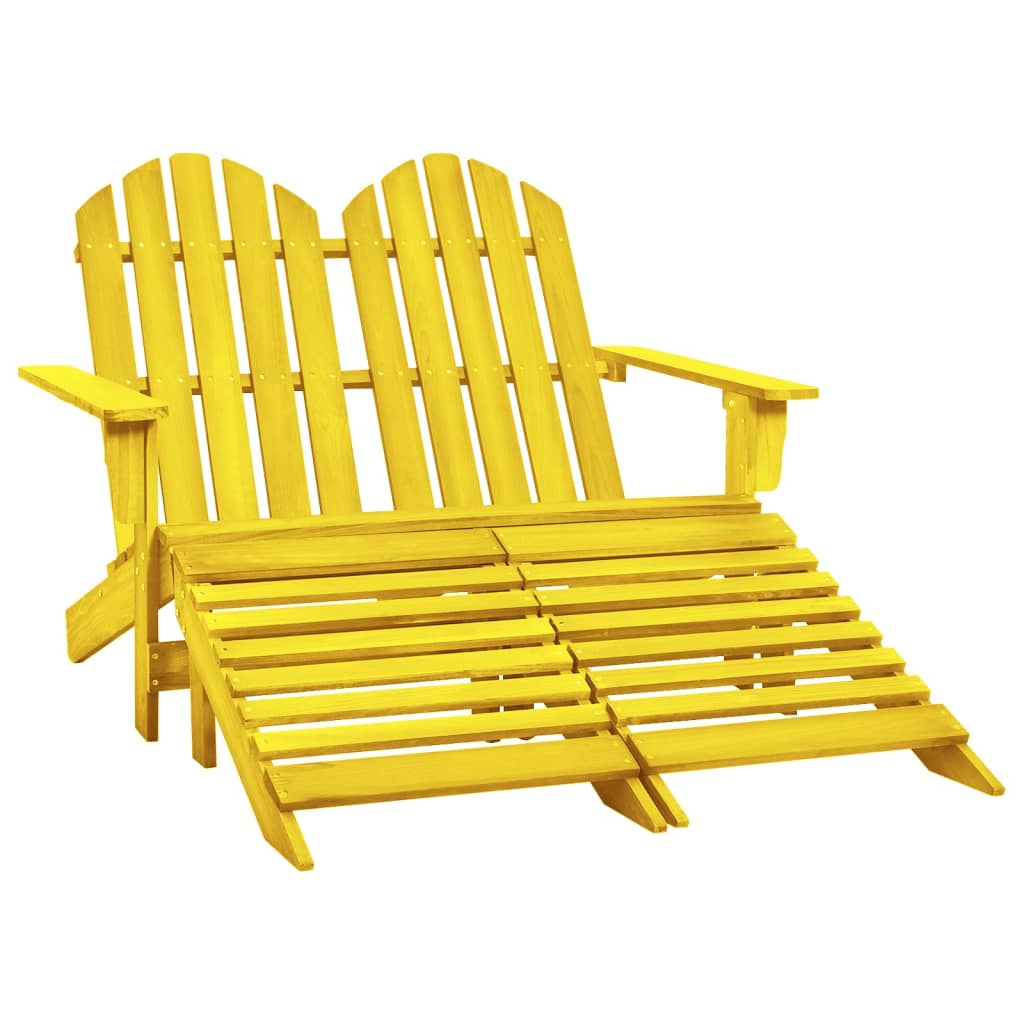 2-Seater Garden Adirondack Chair&Ottoman Fir Wood Yellow