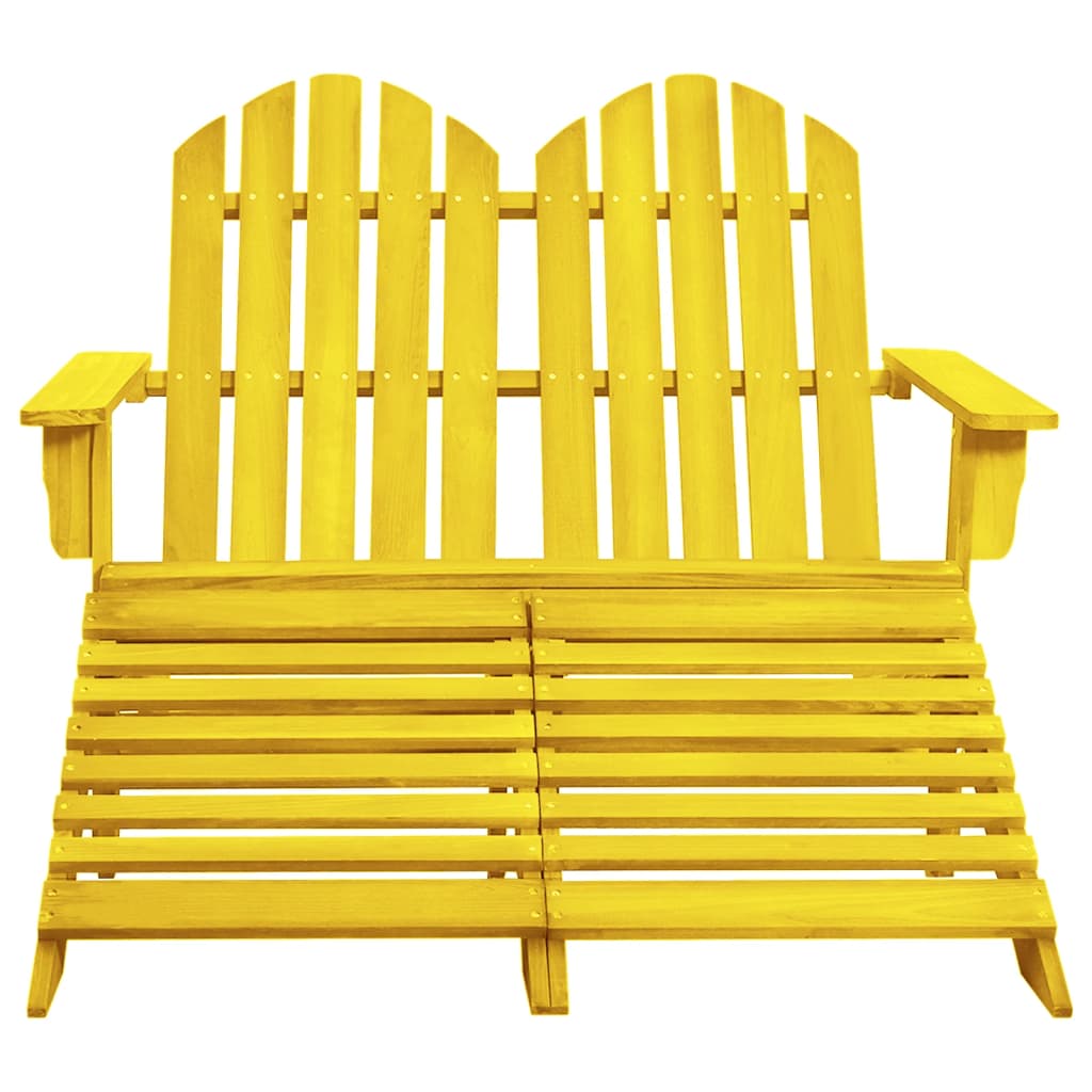 2-Seater Garden Adirondack Chair&Ottoman Fir Wood Yellow