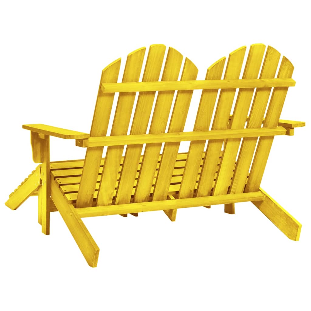 2-Seater Garden Adirondack Chair&Ottoman Fir Wood Yellow