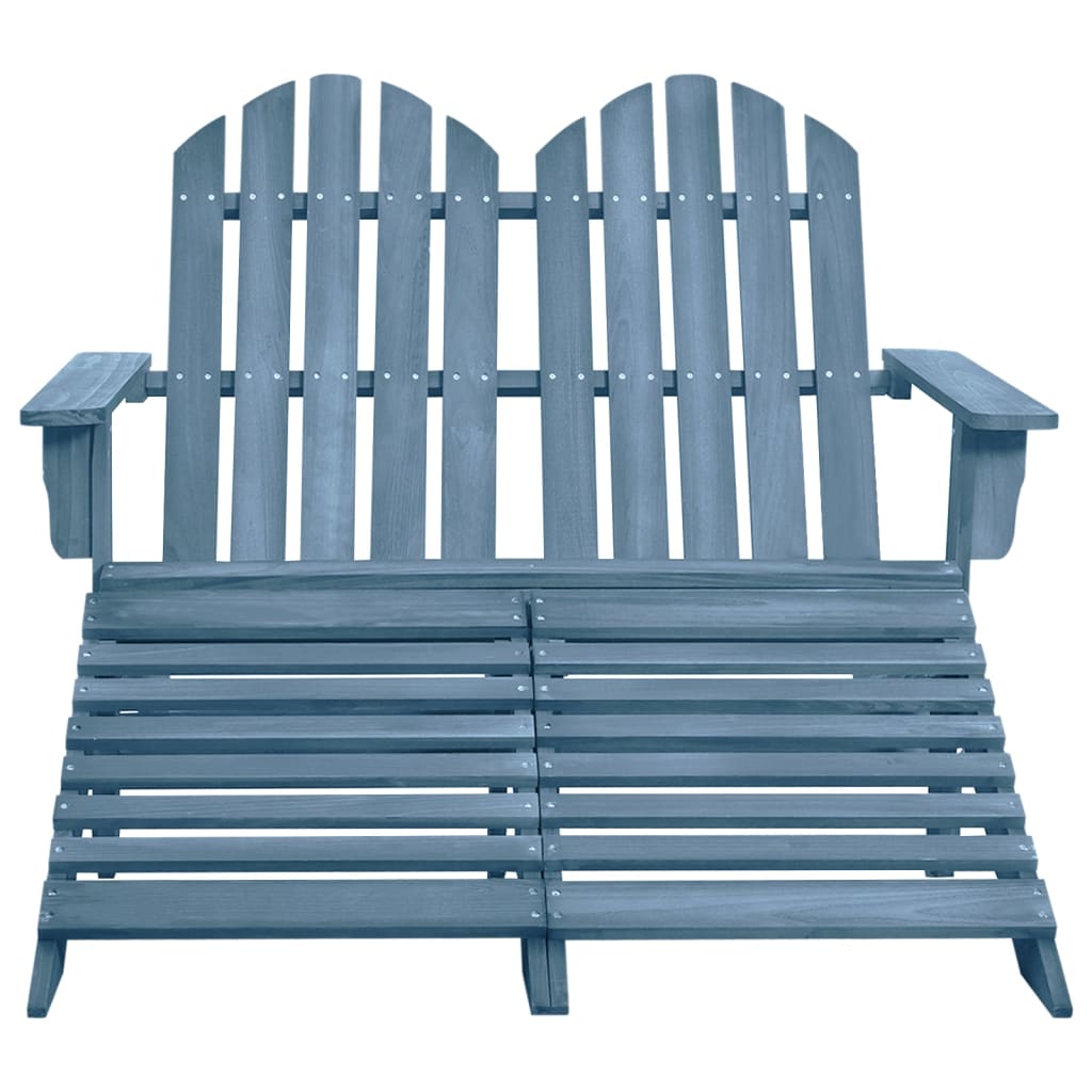 2-Seater Garden Adirondack Chair&Ottoman Fir Wood Blue