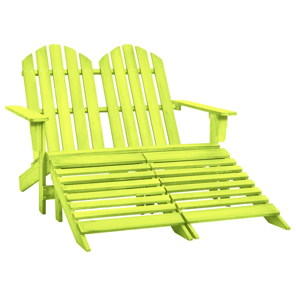 2-Seater Garden Adirondack Chair&Ottoman Fir Wood Green