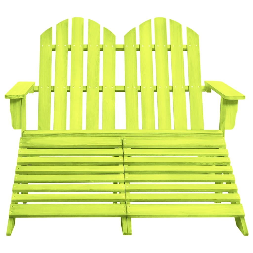 2-Seater Garden Adirondack Chair&Ottoman Fir Wood Green